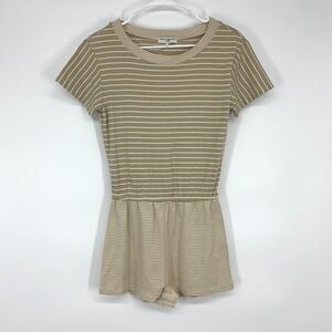 Opening Ceremony Romper Womens Size Small Beige White Stripe Short Sleeve